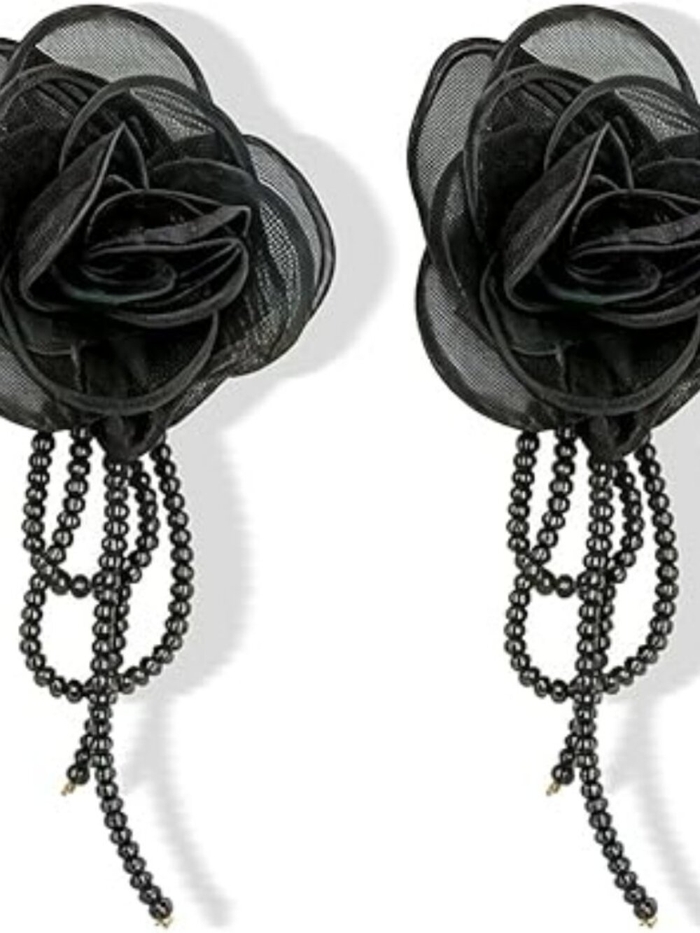 NEW Flower Tassel Chain Drop Earrings Rose Floral Statement Dangle Goth Punk
